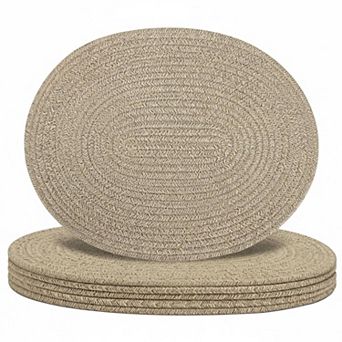 Oval Woven Placemats Set of 6 Boho Cotton Rope Thick Heat Resistant Table Mats Farmhouse Decor