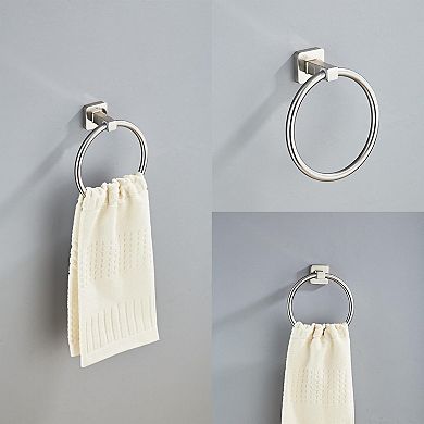 Stainless Steel Bathroom Hardware Set 4 Pieces Towel Bar Ring Toilet Paper Holder Hook