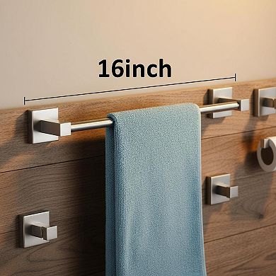 Stainless Steel Bathroom Hardware Set 4 Pieces Towel Bar Ring Toilet Paper Holder Hook
