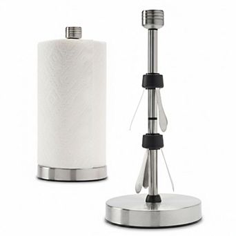 Heavy duty Stainless Steel Paper Towel Holder  One-handed Tear, Weighted Suction Cups, Standing