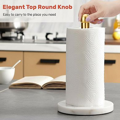 Heavy Weighted Paper Towel Holder One-Handed, Sturdy Base, Easy Assemble Fits Standard Mega
