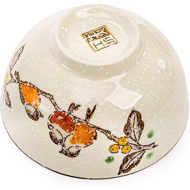 6-Piece Retro Ceramic Bowls Set, 4.5-Inch, Hand-Painted, Microwave & Dishwasher Safe