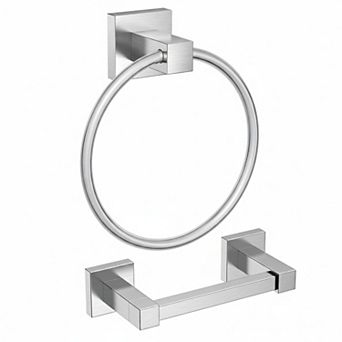 Stainless Steel Toilet Paper Holder Towel Ring Set Double Pivoting Modern Bathroom Hardware