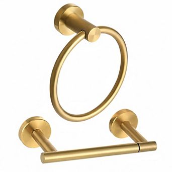 Stainless Steel Toilet Paper Holder Towel Ring Set