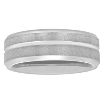 Steel Nation Men's Tungsten Grooved Center Band Ring