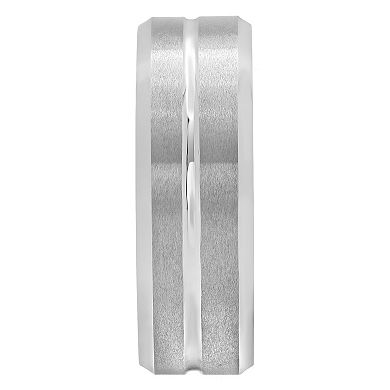 Steel Nation Men's Tungsten Grooved Center Band Ring