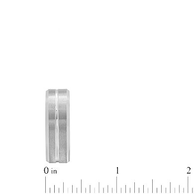 Steel Nation Men's Tungsten Grooved Center Band Ring