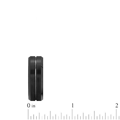 Steel Nation Men's Ion-Plated Tungsten Grooved Band Ring