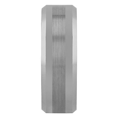 Steel Nation Men's Tungsten Brushed Center Beveled Band Ring