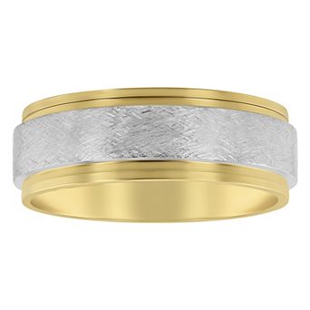 Steel Nation Men's Two Tone Stainless Steel Step Edge Band Ring