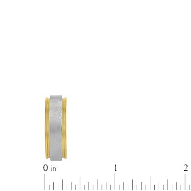 Steel Nation Men's Two Tone Stainless Steel Step Edge Band Ring