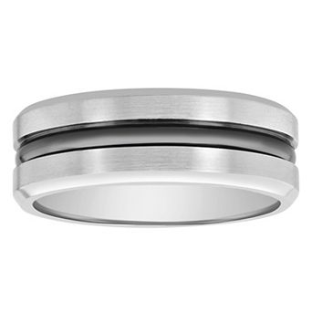 Steel Nation Men's Stainless Steel Beveled Edge Band Ring