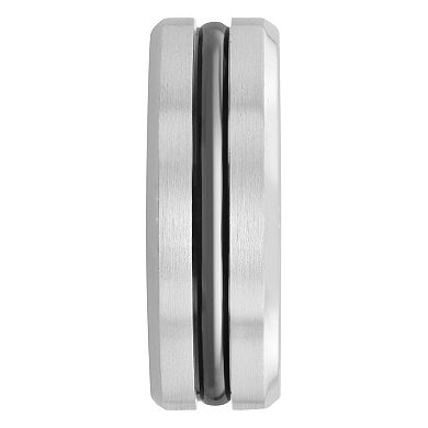 Steel Nation Men's Stainless Steel Beveled Edge Band Ring