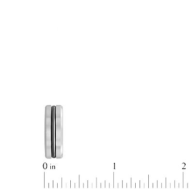 Steel Nation Men's Stainless Steel Beveled Edge Band Ring