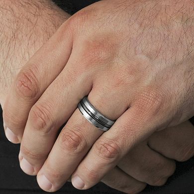 Steel Nation Men's Stainless Steel Beveled Edge Band Ring