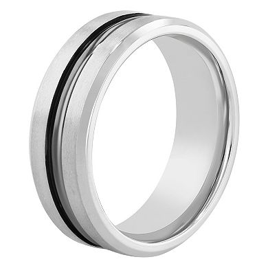 Steel Nation Men's Stainless Steel Beveled Edge Band Ring