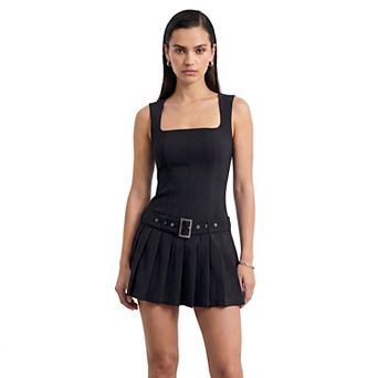 Jess by Meiko Women's Drop Waist Buckle Mini Dress