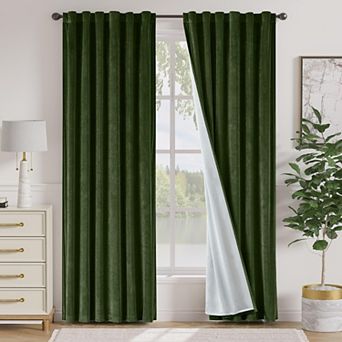 Velvet Blackout Curtains, Thermal Insulated Back Tab Room Darkening Panels