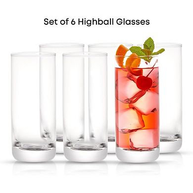 Faye Highball Glasses Set of 6, 13 oz, Lead-Free Crystal Drinkware