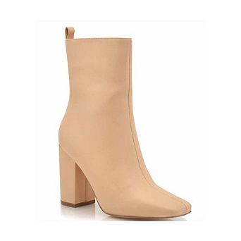 NIRVANA Square Toe Block Heel Ankle Booties