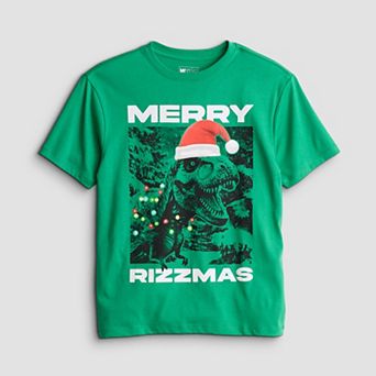 Boys 6-20 Dinosaur Merry Rizzmas Holiday Graphic Tee