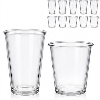 Glass Cups Set of 12, 1012 oz Highball & Cocktail Tumblers, Stackable