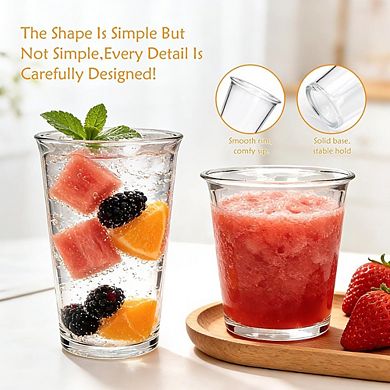 Glass Cups Set of 12, 1012 oz Highball & Cocktail Tumblers, Stackable