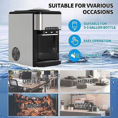 Mjkone 3-in-1 Top-Loading Water Cooler Dispenser, 44LBS/24H Ice Maker for 3-5 Gallon Water Bottles