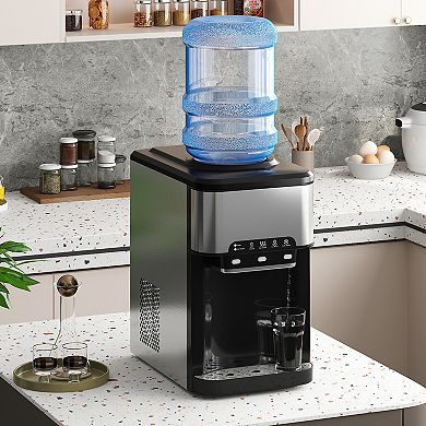 Mjkone 3-in-1 Top-Loading Water Cooler Dispenser, 44LBS/24H Ice Maker for 3-5 Gallon Water Bottles