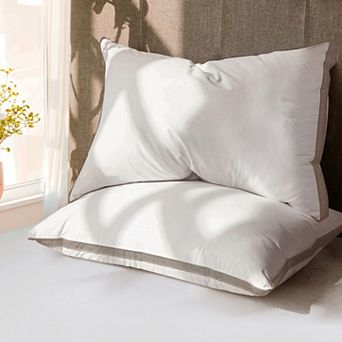 Inhand Goose Feather Down Pillows with 100% Cotton Cover, Medium Firm Soft Support Pillow (Set of 2)