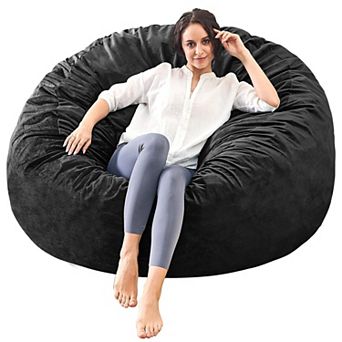 Inhand Memory Foam Bean Bag Chair for Adults, Soft Fluffy Couch with Fiber Cover for Living Room