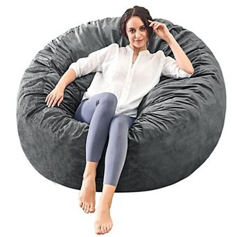 Inhand Memory Foam Bean Bag Chair for Adults, Soft Fluffy Couch with Fiber Cover for Living Room