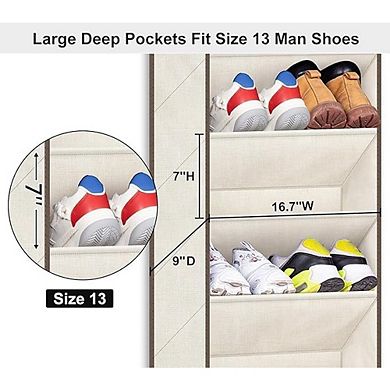 Over Door Hanging Shoe Organizer with Large Deep Pockets