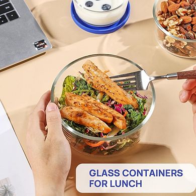 Glass Bowl Set with Lids, Food Storage, Microwave & Dishwasher Safe