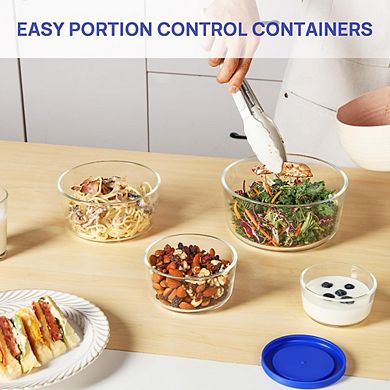 Glass Bowl Set with Lids, Food Storage, Microwave & Dishwasher Safe