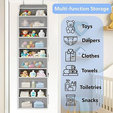 Over Door Hanging Organizer with 5 Front and 5 Mesh Side Pockets set of 2