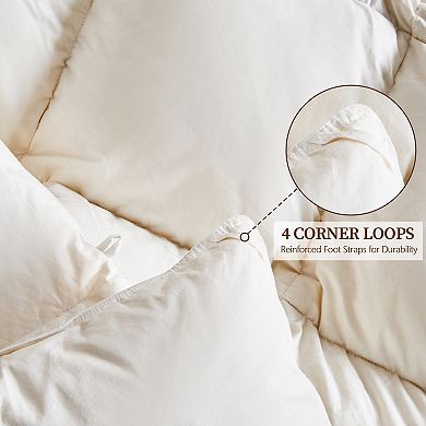 Inhand All Season Down Feather Comforter, Luxury Warm Fluffy Duvet Insert with Cotton Blend Cover