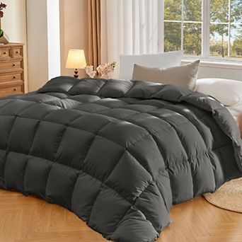 Inhand All Season Down Feather Comforter, Luxury Warm Fluffy Duvet Insert with Cotton Blend Cover