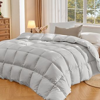 Inhand All Season Down Feather Comforter, Luxury Warm Fluffy Duvet Insert with Cotton Blend Cover