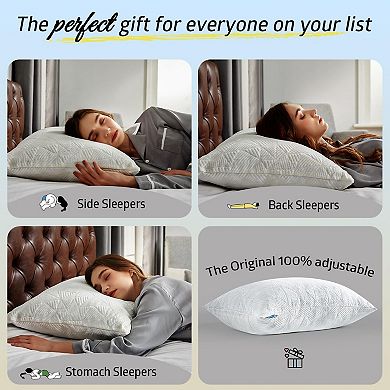 Inhand Cooling Pillows Set of 2, Shredded Memory Foam for Hot Sleepers, Adjustable Firm Soft Support