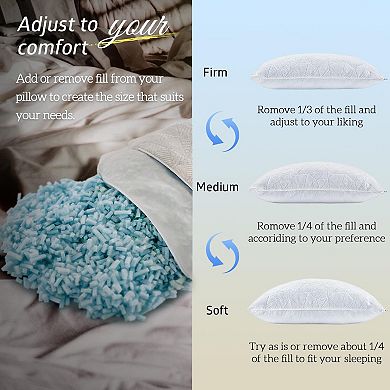 Inhand Cooling Pillows Set of 2, Shredded Memory Foam for Hot Sleepers, Adjustable Firm Soft Support