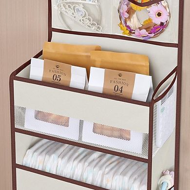 Over Door Hanging Organizer with 5 Large Compartments, PVC and Mesh Pockets set of 2