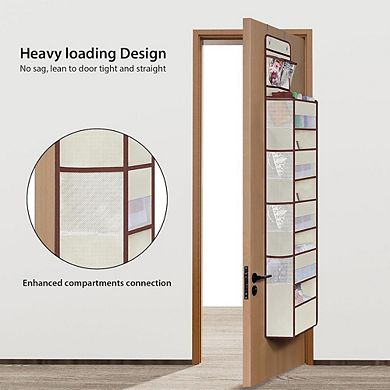 Over Door Hanging Organizer with 5 Large Compartments, PVC and Mesh Pockets set of 2