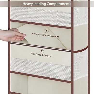 Over Door Hanging Organizer with 5 Large Compartments, PVC and Mesh Pockets set of 2