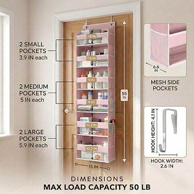 Over Door Hanging Organizer with 12 Mesh Side Pockets, 50lb Capacity