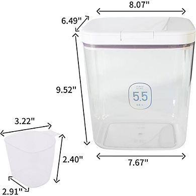 10 Lb Airtight Rice and Flour Storage Container with Measuring Cup Clear Food Bin