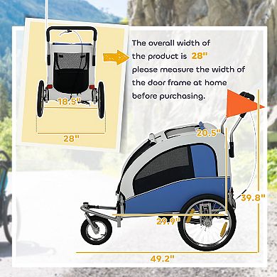 Aosom 2 in 1 Pet Stroller Dog Bike Trailer for Medium Dogs
