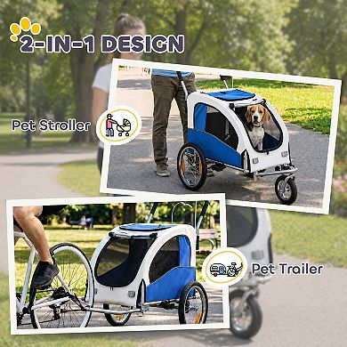 Aosom 2 in 1 Pet Stroller Dog Bike Trailer for Medium Dogs
