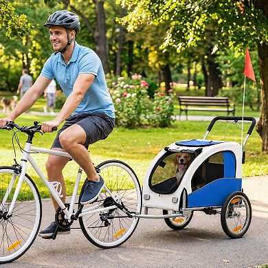 Aosom 2 in 1 Pet Stroller Dog Bike Trailer for Medium Dogs