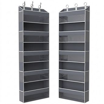 Over Door Hanging Organizer with 5 Large and 10 Mesh Pockets set of 2